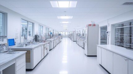 Fototapeta premium Serene Medical Laboratory Interior with Bright Lighting