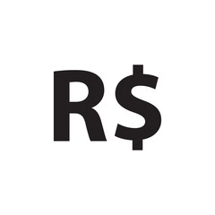 Brazilian real icon symbol isolated on white background. Money vector illustration.