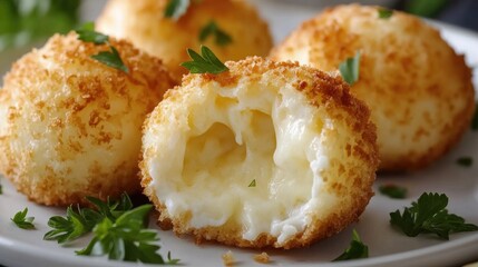 Fototapeta premium Crispy Cheese Balls with Melted Center