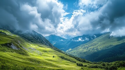 Fototapeta premium Majestic Mountain Landscape with Dramatic Clouds