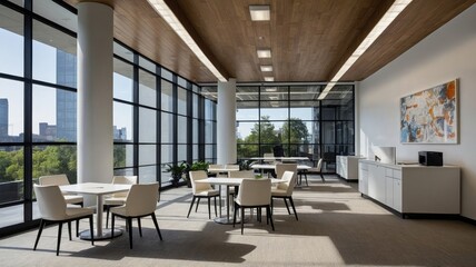 modern break area in an office featuring