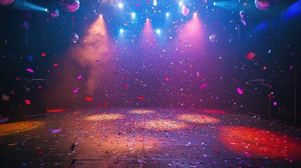 Serene Disco Stage After Party with Colorful Confetti