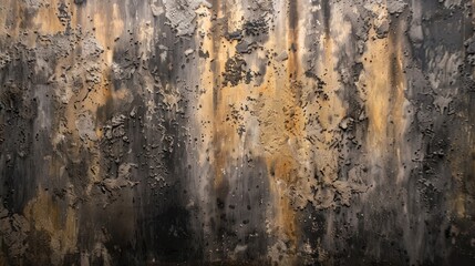 Weathered Texture of a Wall with Flaking Paint and Watermarks