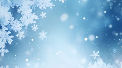 Fototapeta premium Winter Wonderland Blue Sky Snowflake Background