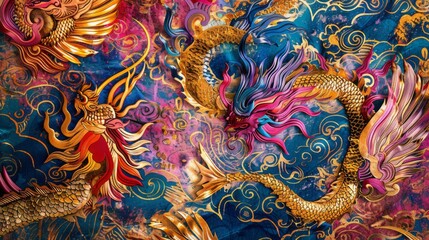 Vibrant Thai Dance Pattern with Colorful Details