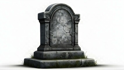 Obraz premium A tombstone depicted on a white background, evoking themes of memory and the passage of time.
