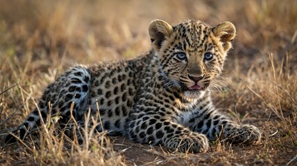 Fototapeta premium image of leopard cub tanzania africa