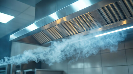 Steam rising from kitchen hood.