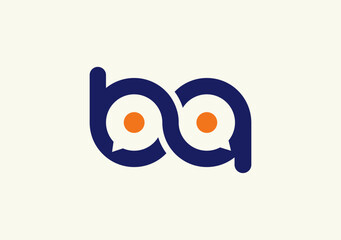 Chic monogram logo letter b a, features a chat symbol, representing communication and connection