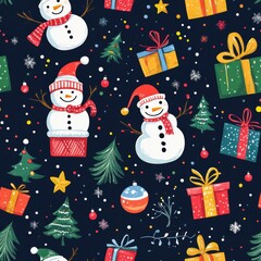 Holiday repetitive tile patterns for wrapping paper for Gift box