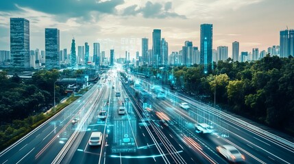 Obraz premium Urban Infrastructure Enhanced by AI Technology