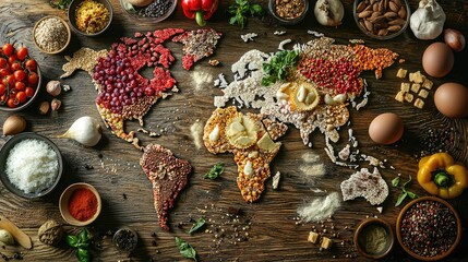 World Map Made of Different Foods