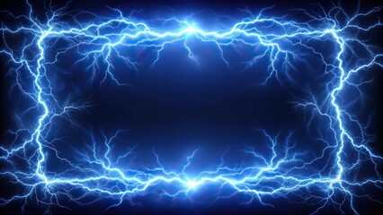 Obraz premium description: Stock photo featuring electric lightning frames magical energy borders with thunderbolt effect in wide-angle view.
