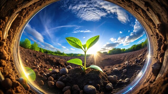 Description: Sustainable and green investments yielding thriving seedling growth in fertile soil