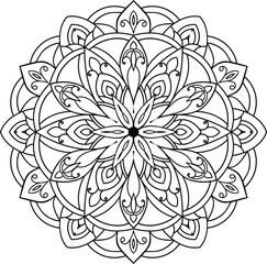 Mandala Coloring book page. Used for Wall art, Wallpaper design, Yoga design Lace pattern Mandala