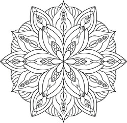 Vector coloring mandala with abstract elements on white background

