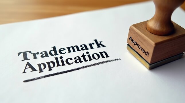 Trademark application document with approved rubber stamp