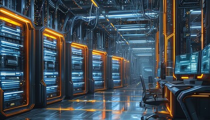 An illustration of a sophisticated server room