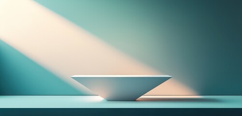 Polished surface and angular edges on a geometric 3D pedestal under soft lighting.