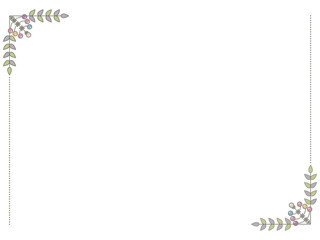 落ち着いた色合いの葉っぱと木の実のフレームイラスト