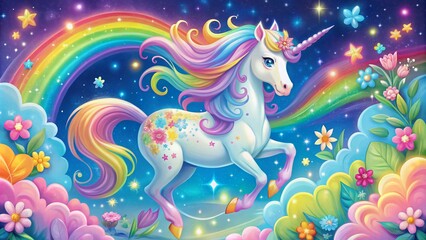 Obraz premium Enchanting Unicorn Pony Vector for Whimsical Product Photography