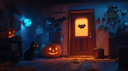 Obraz premium Haunted house. Halloween decoration element.