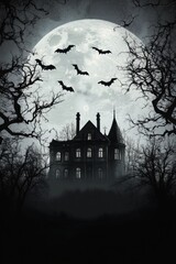 Haunted house. Halloween decoration element.