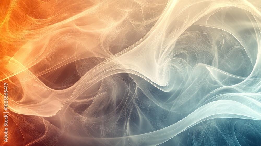 Poster an abstract smoky background with soft swirling lines and light effects, creating a mysterious and e