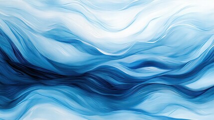 Fototapeta premium An abstract wavy background in shades of blue and white, evoking a sense of fluidity and motion like ocean waves.