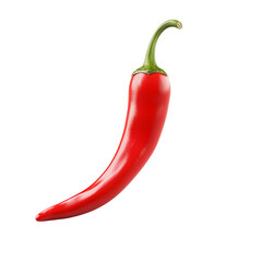 Red chili pepper isolated on a transparent background showcasing its vibrant color and shape