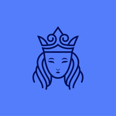 Fototapeta premium Queen logo line art design template 