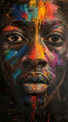 Abstract Portrait with Colorful Splashes: A Study in Expression