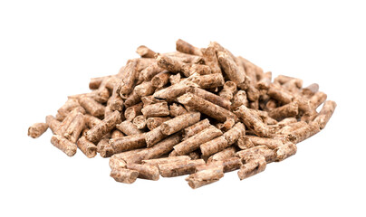 wood heating pellet isolated on white or transparent background	