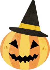 ハロウィン　あしらい　飾り　10月　秋　かぼちゃ　ジャックオランタン　手描き　かわいい　イラスト素材
