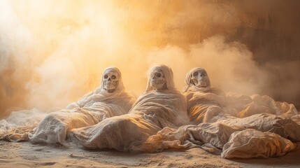 Minimalist Background of Halloween Banner: Dark Vector Art Featuring Pumpkins and Ghosts for October Festivities






