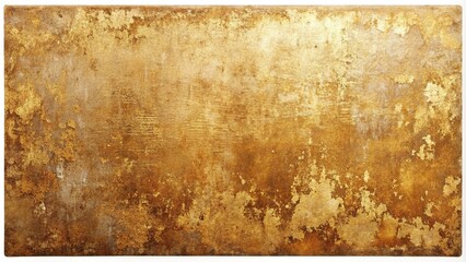 Fototapeta premium Distressed rusty surface texture with reflected ink and gold grunge on white background