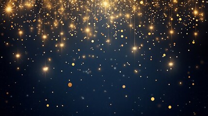 Fototapeta premium Golden Sparkles and Shimmering Lights on Dark Blue