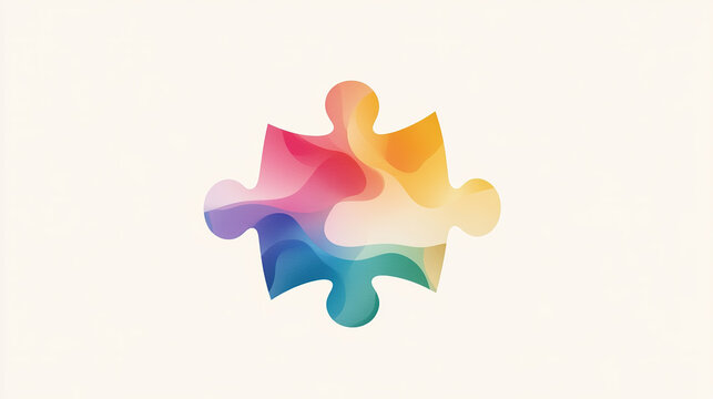 Minimalist illustration of autism research, featuring a rainbow puzzle piece symbolizing diversity and inclusion, set against a white background to highlight neurodiversity themes.