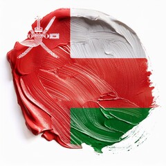 Naklejka premium 絵の具とオマーンの国旗(Paint of the Oman flag.) 