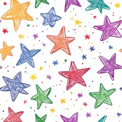 Obraz premium Seamless repetitive pattern tile background made of colorful star for holiday gift wrapping paper