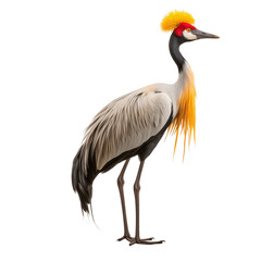 Obraz premium Graceful grey crowned crane displaying vibrant feathers in a studio setting