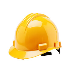 Fototapeta premium Bright yellow hard hat resting on a transparent background for construction safety gear