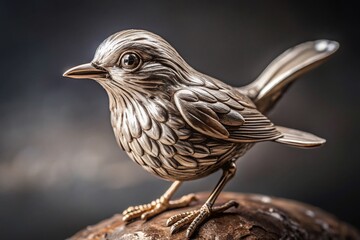 Fototapeta premium Exquisite Sterling Silver Birds Captured in Artistic Detail for Elegant Home Decor and Gifts