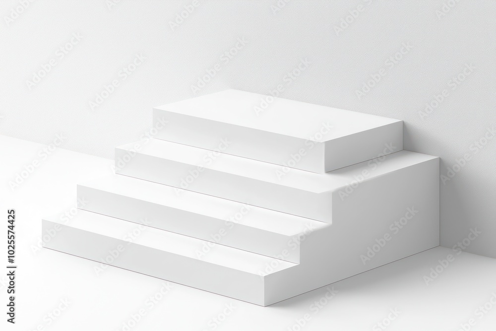 Poster light background featuring a 3d vector stack of white boxes, each smaller than the last.