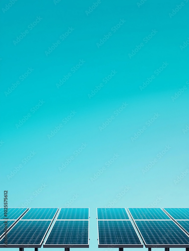 Aufkleber an array of solar panels in a field under a clear sky, symbolizing the energy transition to solar po