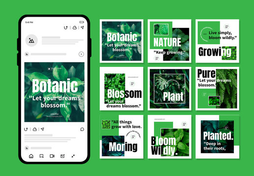 Botanical Social Media Post Layout