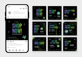 Gradient Social Media Post Set Layout