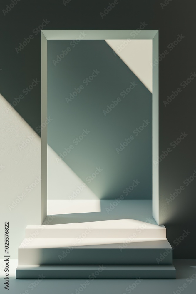 Aufkleber blank geometric display in 3d, with sharp angles and smooth surfaces.