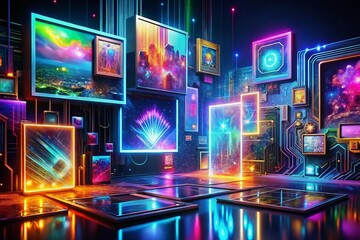 Flowing Hologram Electronics Abstract Graphics for Modern Digital Design and Technology Visuals in PNG Format