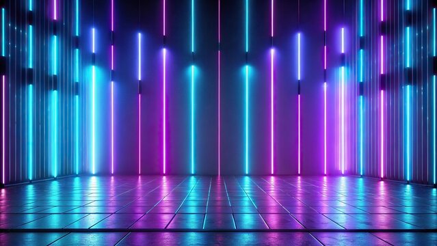 dynamic backdrop neon lights shades lilac turquoise blue innovative techniques